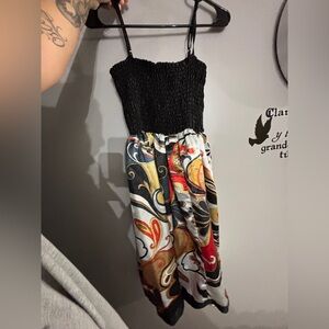 Black and Multicolor Strapless Dress